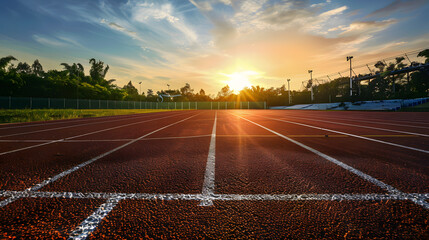 Sunset Journey: Running Track Along the Road