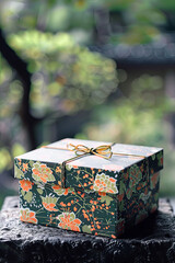 A beautiful gift box with traditional ukiyo painting 