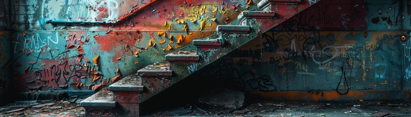 Abandoned building graffiti close-up