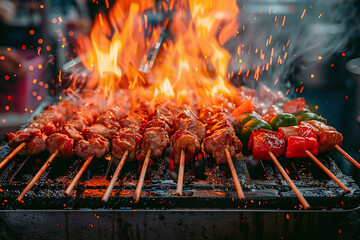 Flaming Skewers on the Grill