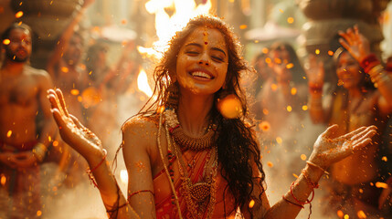 Capture the essence of joy and celebration during this Hindu festival of new beginnings. - obrazy, fototapety, plakaty