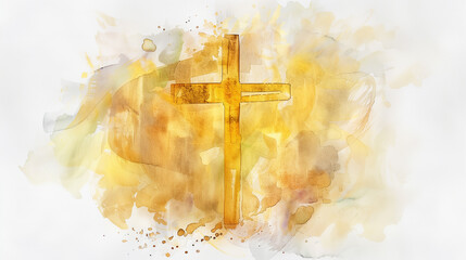 Painting illustration of the christian cross. Minimalistic illustration of the christianity. 