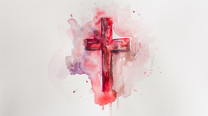 Painting illustration of the christian cross. Minimalistic illustration of the christianity.  - obrazy, fototapety, plakaty