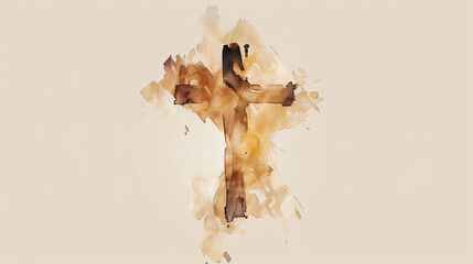 Painting illustration of the christian cross. Minimalistic illustration of the christianity. 