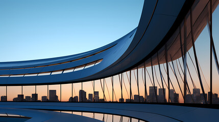 Obraz premium Futuristic architecture, 3D rendering of skyscraper building with glass windows