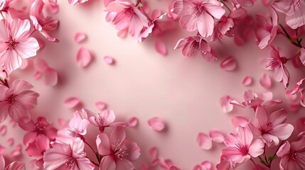 Fototapeta na wymiar Delicate Pink Floral Frames on Soft Background