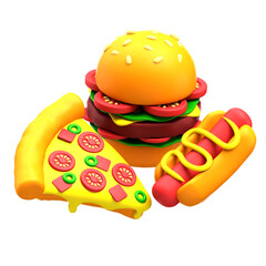 3d iconset fast food illustration