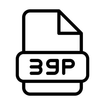 3gp File Icon. Type Files Sign outline symbol Design, Icons Format Type Data. Vector Illustration.