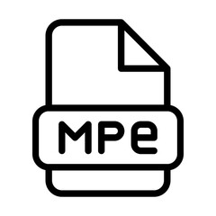 Fototapeta premium Mpe File Icon. Type Files Sign outline symbol Design, Icons Format Type Data. Vector Illustration.