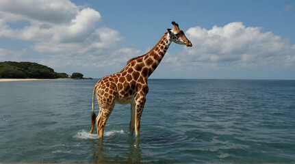 Giraffe sea .Generative AI