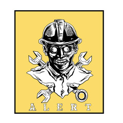 illustration of a worker zombie head.