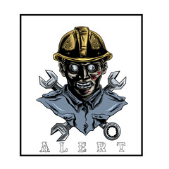 illustration of a worker zombie head.