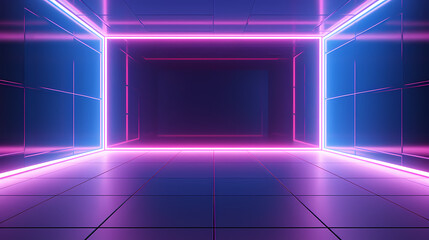 Empty room with neon space for design