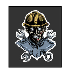 illustration of a worker zombie head.