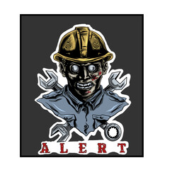 illustration of a worker zombie head.