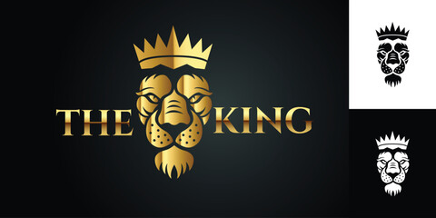 gradient lion logo, golden lion logo, lion king face logo vector