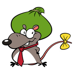 Funny Mouse cartoon characters wearing necktie and carrying a sack of money. Best for sticker, logo, and mascot with political corruption issues themes