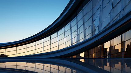 3D rendering of modern office glass building in city