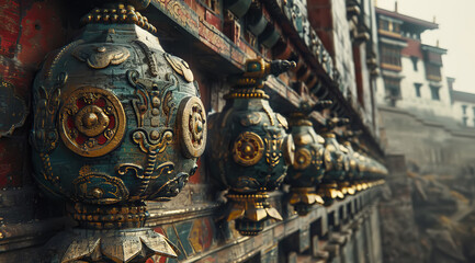 An architectural detail shot of the Potala Palace in Lhasa, Tibet,ai generated - obrazy, fototapety, plakaty