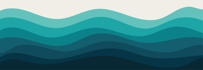 Sea waves layer vector background illustration. Sea beach vector illustration.