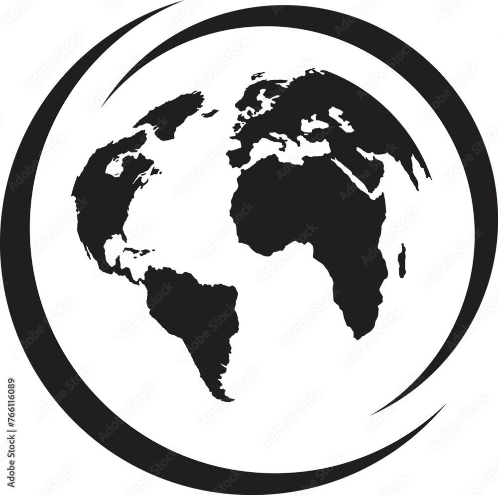 Poster earth globe icon set. earth hemispheres with continents. world map in globe shape isolated on white 