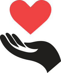 Heart in hand icons set. Hands holding heart icon. Love icon. Health, medicine symbol. Healthcare hands holding heart flat and line style 