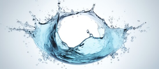 Obraz premium A vivid electric blue liquid splash creating a mesmerizing circular art on a clean white background. A stunning visual arts illustration of fluid in motion