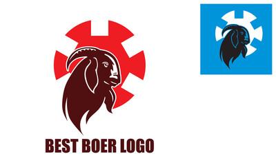 SIMPLE KALAHARI GOAT LOGO. silhouette of great goat head mechanic vector illustrations