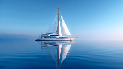 Aboard a caricature luxury yacht cruising on an ocean of oil, with sails billowing from the winds...