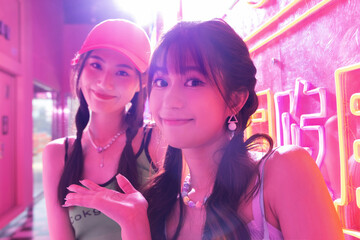 Happy Young Women Street Shooting