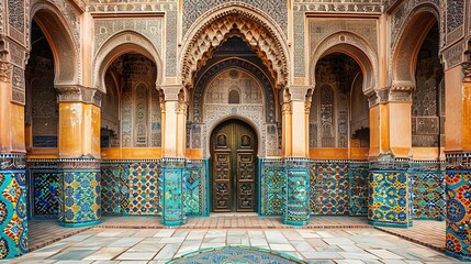 Ornate Islamic courtyard adorned