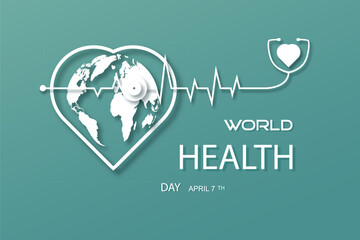 Health world day heart icon, Sign symbol poster concept design. - 766119633