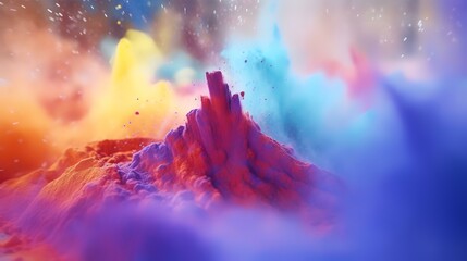 3d illustration of abstract background with colorful particles. Flying particles in space.