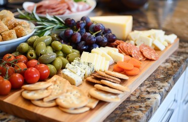 Gourmet Cheese and Charcuterie Board Featuring Diverse Selection for Elegant Entertaining