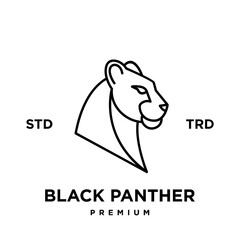 Big black panther, illustration, logo on white background.