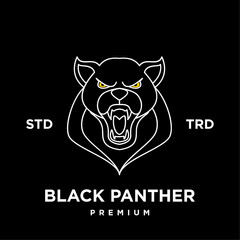 Big black panther, illustration, logo on white background.