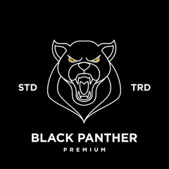 Big black panther, illustration, logo on white background.