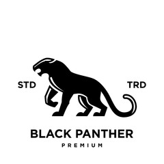 Big black panther, illustration, logo on white background.