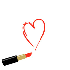 Scribble Heart With Red Lipstick 