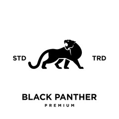 Big black panther, illustration, logo on white background.