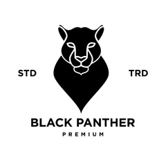 Big black panther, illustration, logo on white background.