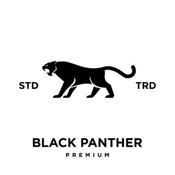 Big black panther, illustration, logo on white background.