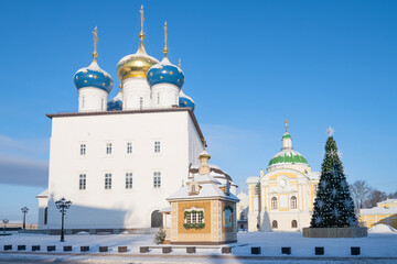 Restored Spaso-Preobrazhensky Cathedral on a frosty January day. Tver - 766122281