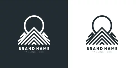 Stickers pour porte Gris 2 Simple monoline logo design in vector format.