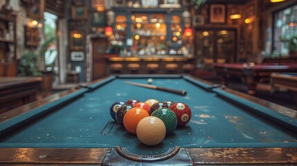 Antique table and antique pool cue