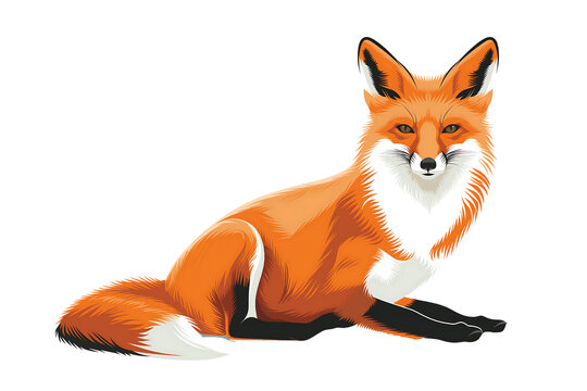 Illustration of cute fox in vector style isolated on a transparent background