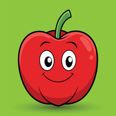 Smiling apple with eyes cute funny apple fruit cartoon style vector design illustration