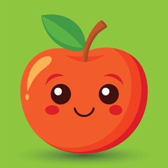 Smiling apple with eyes cute funny apple fruit cartoon style vector design illustration