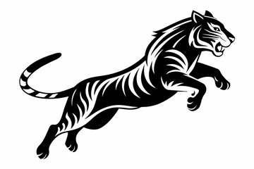 Jumping tiger silhouette vector illustration