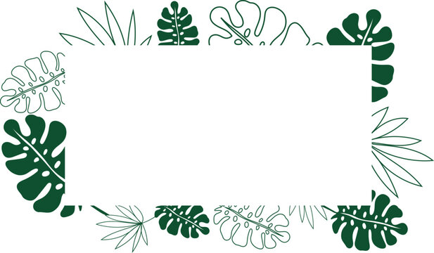 Abstract green leaves. background Vector design floral frame 